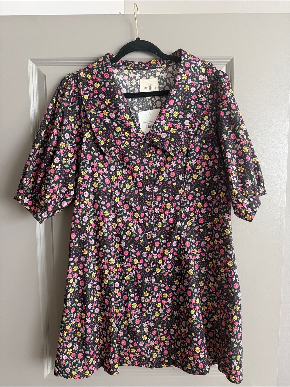 Umgee Floral Mini Dress with Pink & Yellow Blooms